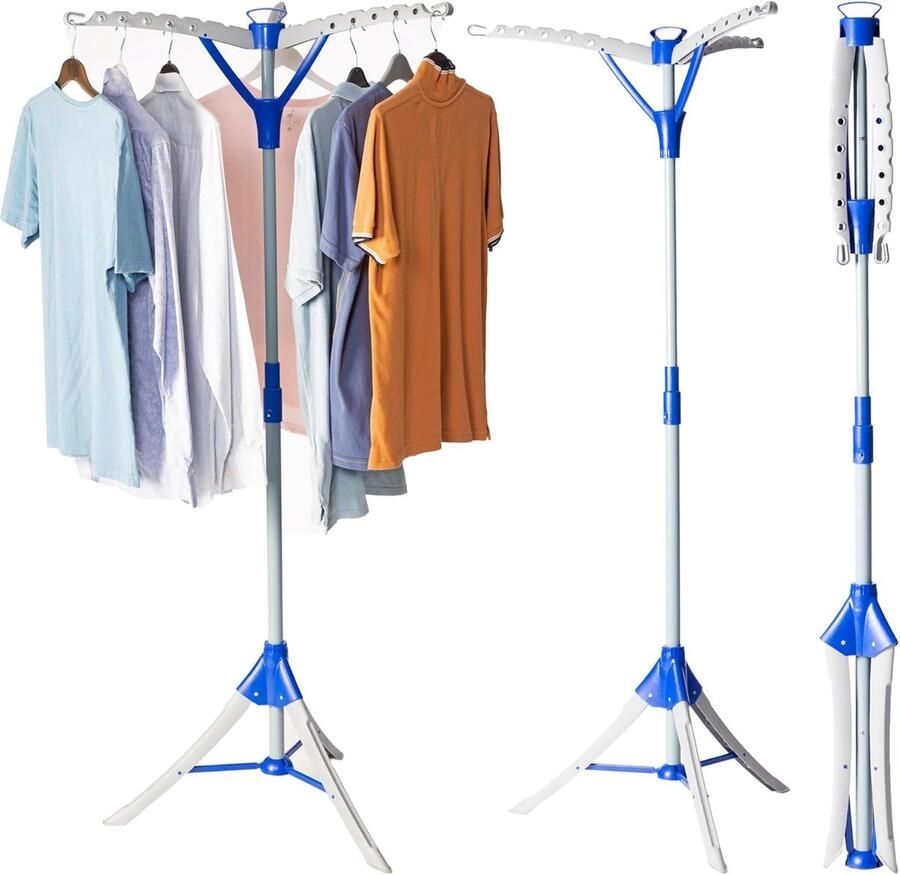 Kledingrail Airer Droger Draagbaar 1 stuk Blauw Staal 159 cm