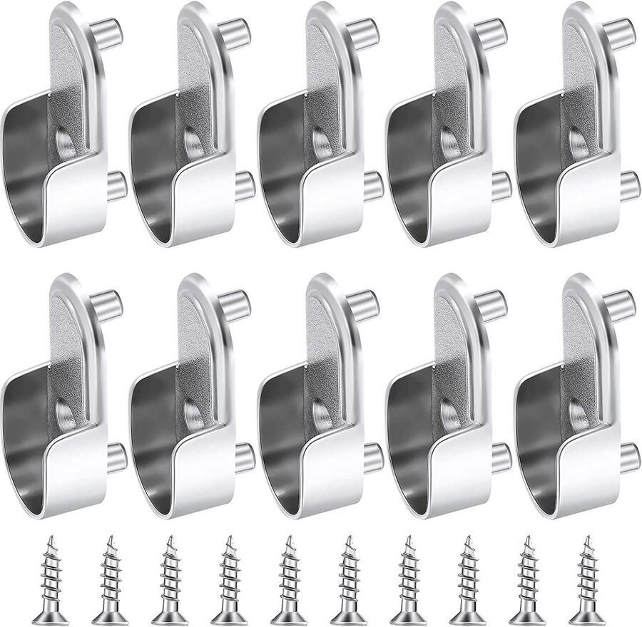 Kledingrail Houders Set van 10 stuks voor Kledingkasten Stanghouder voor Kledingstangen Kledingkaststanghouder met Kogellager Ideaal voor Kledingkastbuis