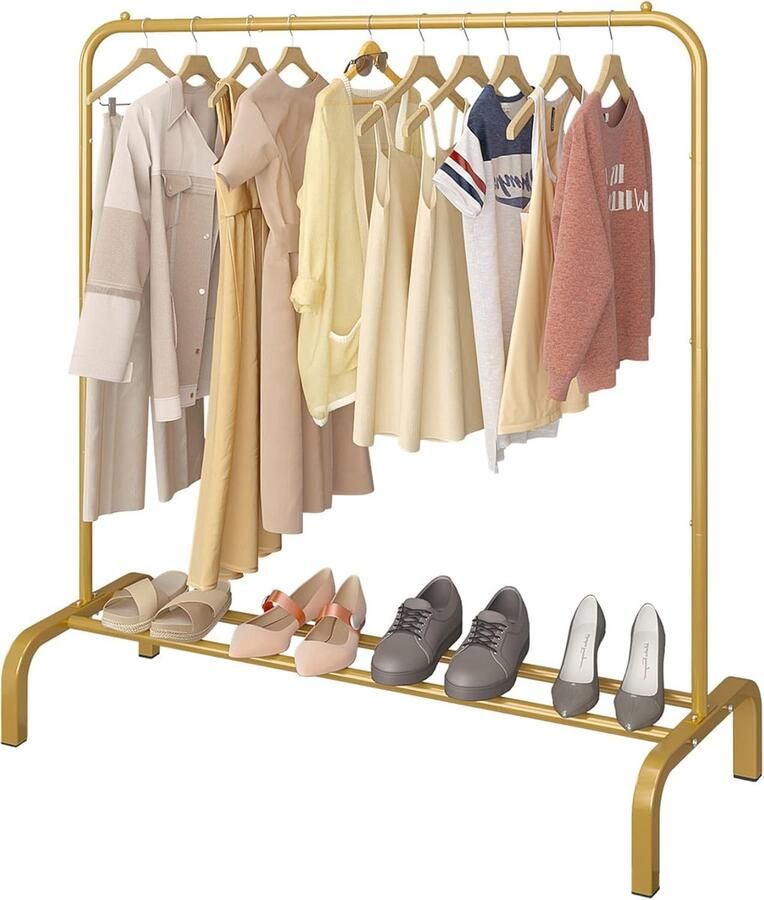 Kledingrek 110 cm met metalen stang en schoenenrek Praktisch en stijlvol voor jassen rokken en truien