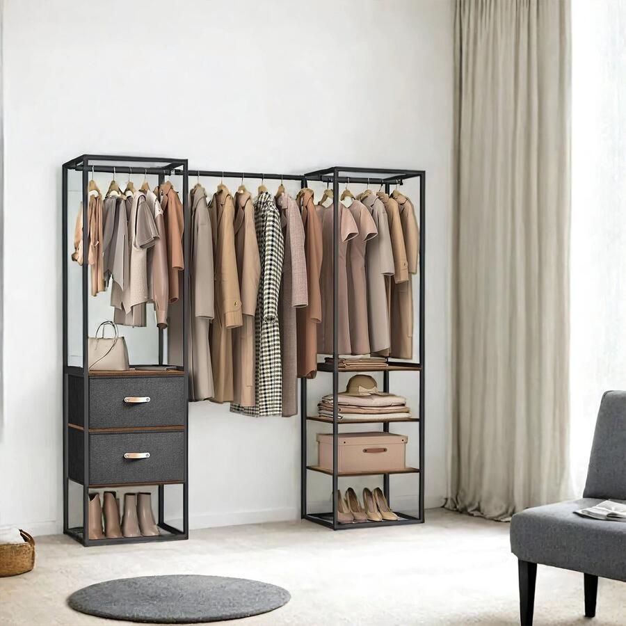 Kledingrek 2 Lades 4 Planken Vintage Bruin