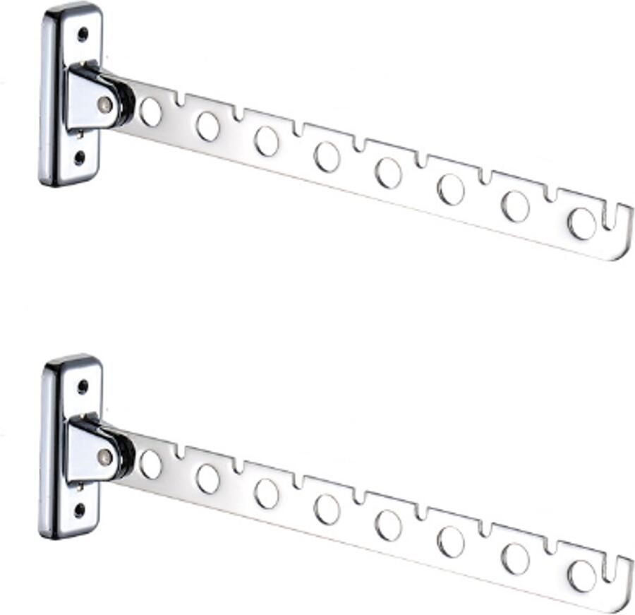 Kledingrek 2 Stuks Droogrek Kledinghaak Opvouwbaar kledingrek 180 draaibaar 30*8.2*3.5 CM Zilver RVS Voor Wasruimte balkon slaapkamer