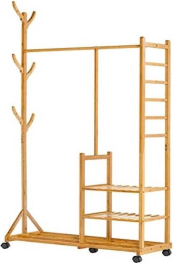 Kledingrek Bamboe Kledingrek Hout Kledingrek op Wieltjes