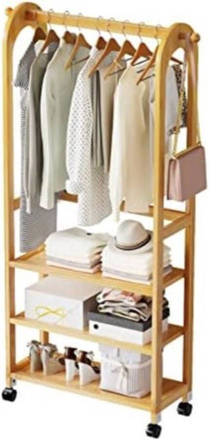 Kledingrek Bamboe Kledingrek Hout Kledingrek op Wieltjes