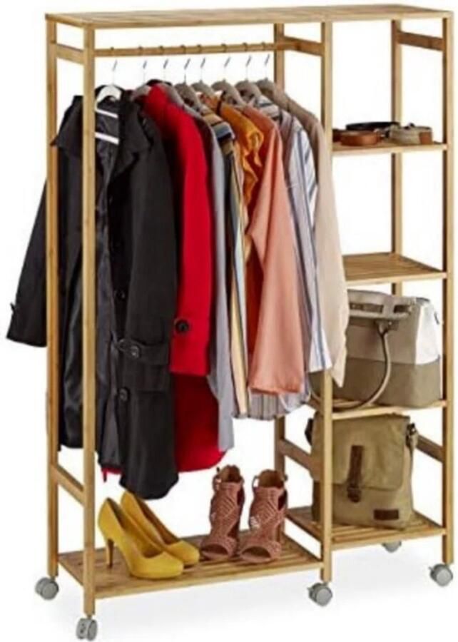 Kledingrek Bamboe Kledingrek Hout Kledingrek op Wieltjes