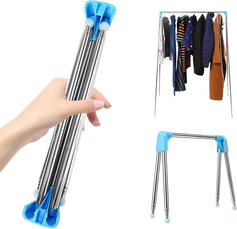 Draagbaar uitschuifbaar reiskledingrek voor 13-28 inch opvouwbaar droogrek voor kleding wasgoed hanger voor thuis kamperen buitenreizen kledingrek