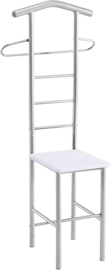 Kledingrek Dressboy 121 cm Wit Aluminiumkleurig Garderobe met Broekhanger