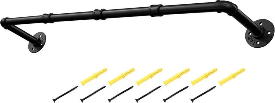 Kledingrek Heavy Duty kledingstang muur gemonteerd 90 cm industriële retro pijp kledingrek detailhandelsweergave kledingstang maximale belasting 65 kg - Foto 2