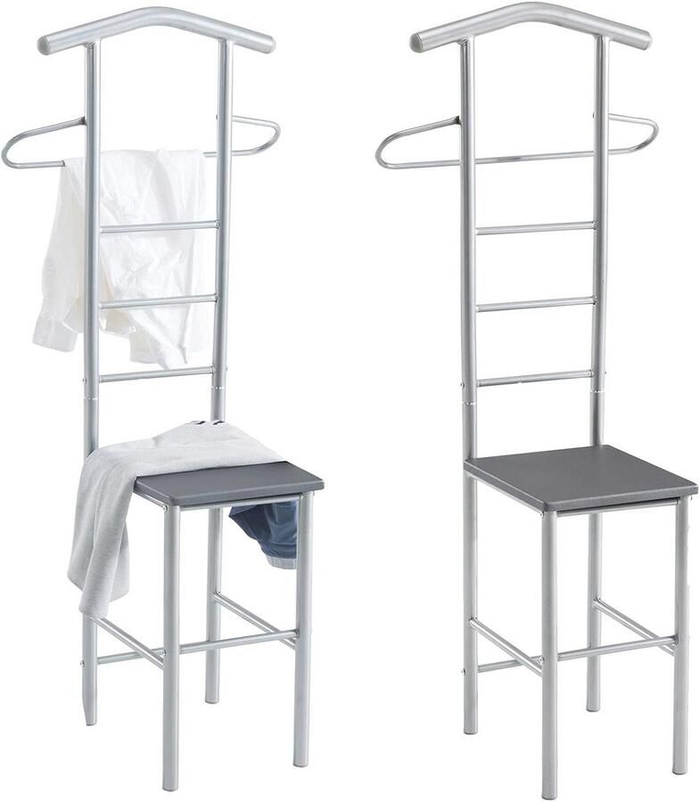 Kledingstandaard voor Heren Set van 2 Garderobestandaard in Metaal en MDF