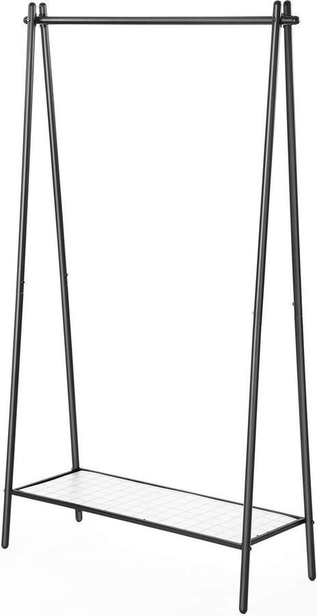 Kledingrek met ijzeren structuur Opknoping rail Eenvoudige look Slaapkamer ingang zolder kelder Mat zwart 925 x 335 x 153 cm Kledingrek