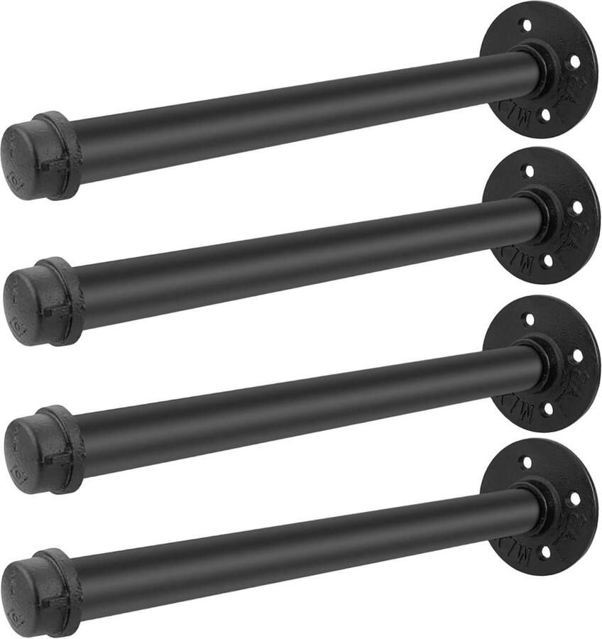 Kledingrek 4Pack 30 cm Industriële Pijp Kledingrek Wandmontage-Kapstok Kast Staven voor Opknoping Kleding DIY Rekken-Beugels Opknoping Aangepaste Pijp Beugels voor Retail Display