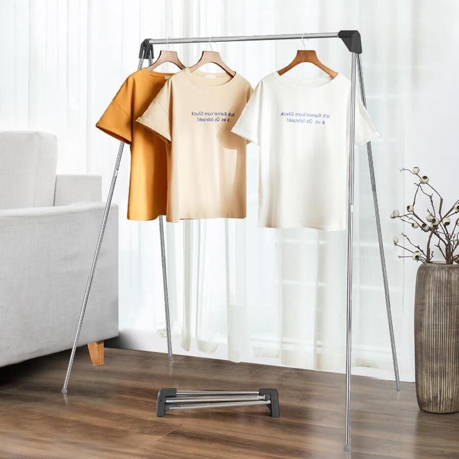 Kledingrek inklapbaar draagbaar uittrekbaar klein verstelbaar reis-kledingrek licht kledingrek voor reizen dans camping wasgoed wandelen zwart met snelle levering Opvouwbare kledingrek