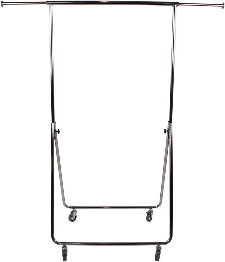 Laundryshop.nl Stevig kledingrek Inklapbaar verrijdbaar en verstelbaar in hoogte en breedte Chroom