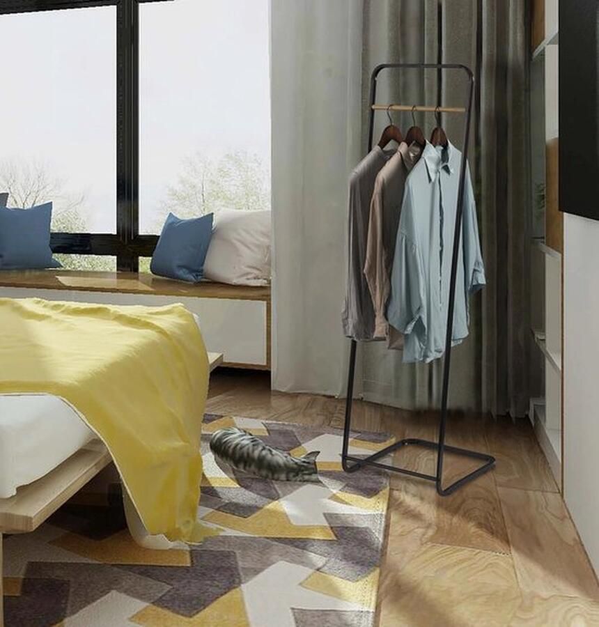 Kledingrek Kapstok Garderoberek Opbergrek kleerhanger droogrek kledingstang kledingrekken Kledingrek zwart Kledingrek metaal Kleding rek