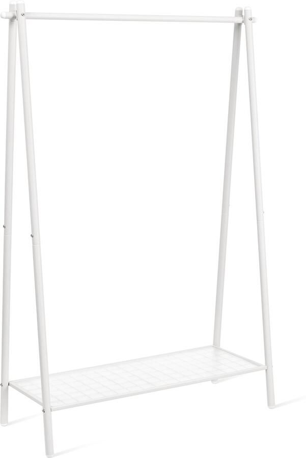 Kledingrek kapstok met kledingstang en 1 opbergplank strak design stevig en duurzaam metalen frame geschikt voor slaapkamer hal of wasruimte 92 5 x 33 5 x 153 cm Wit