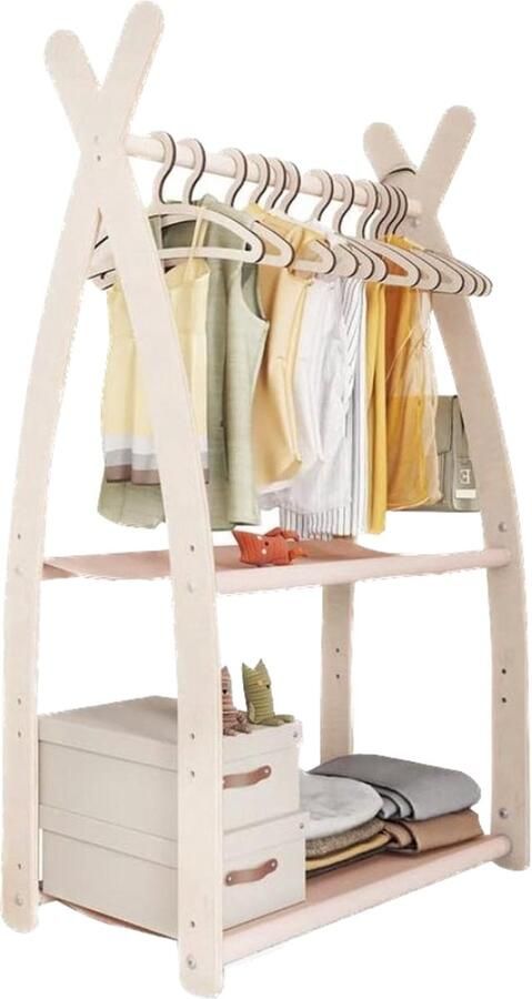 Kledingrek kinderen 95x106x32cm 53x95x32cm Houten Kapstok staand Garderobe rail Kinderkamer Eco EU kledingrek