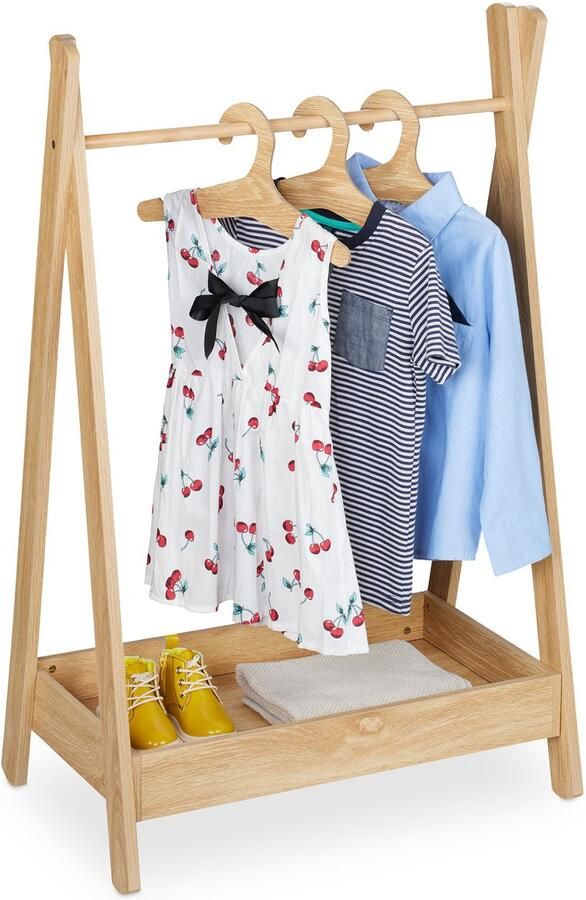 Kledingrek kinderen met 3 kledinghangers plank 98 5 x 62 x 40 cm