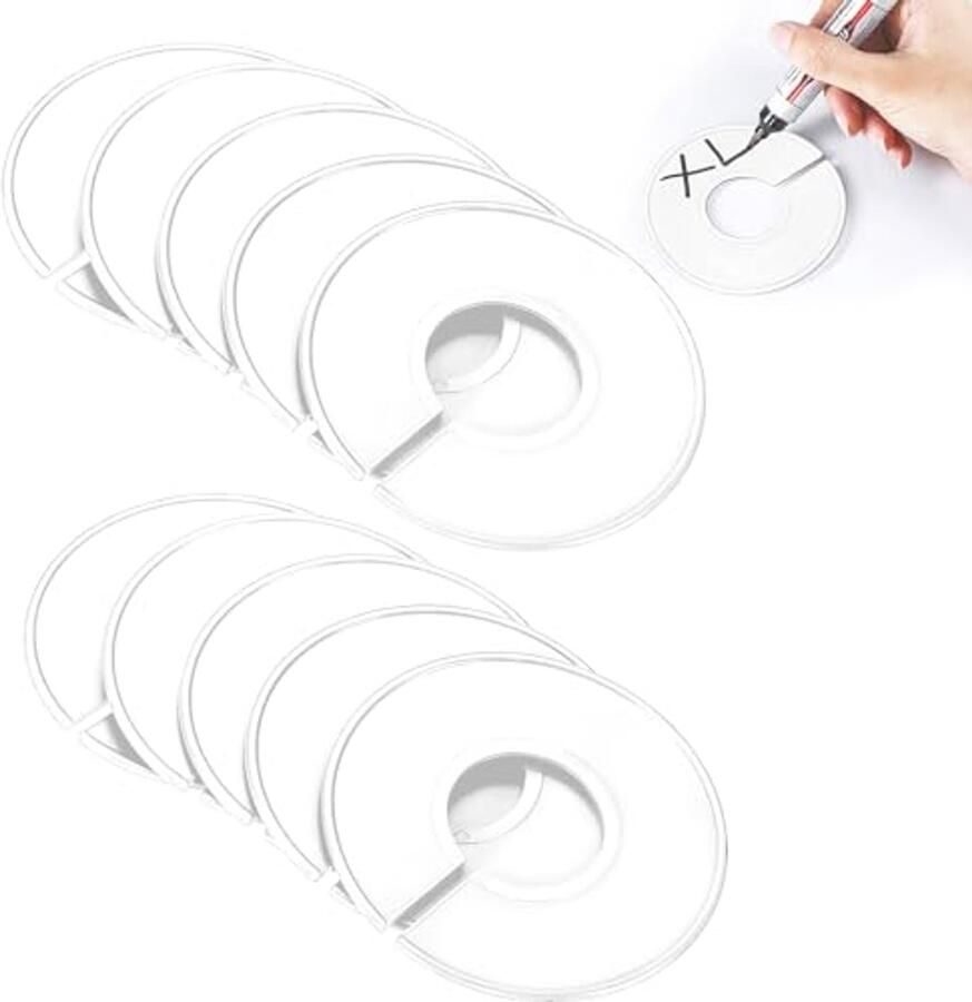 Kledingrek maatverdeler set van 10 Kunststof ronde verdelers voor kledingorganisatie