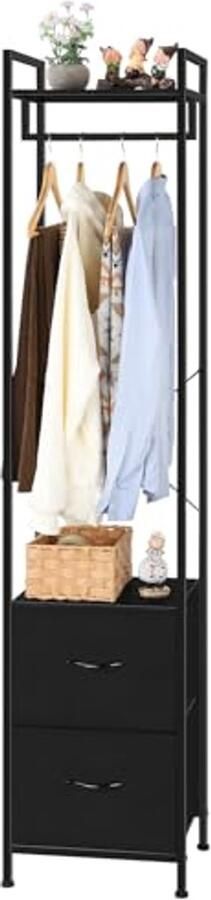 Kledingrek met 3 lagen en opbergladen Vrijstaand en multifunctioneel voor slaapkamer en woonkamer Zwart