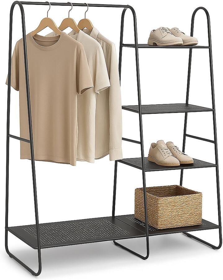 Kledingrek met 5 planken 150x100x39 cm metaal