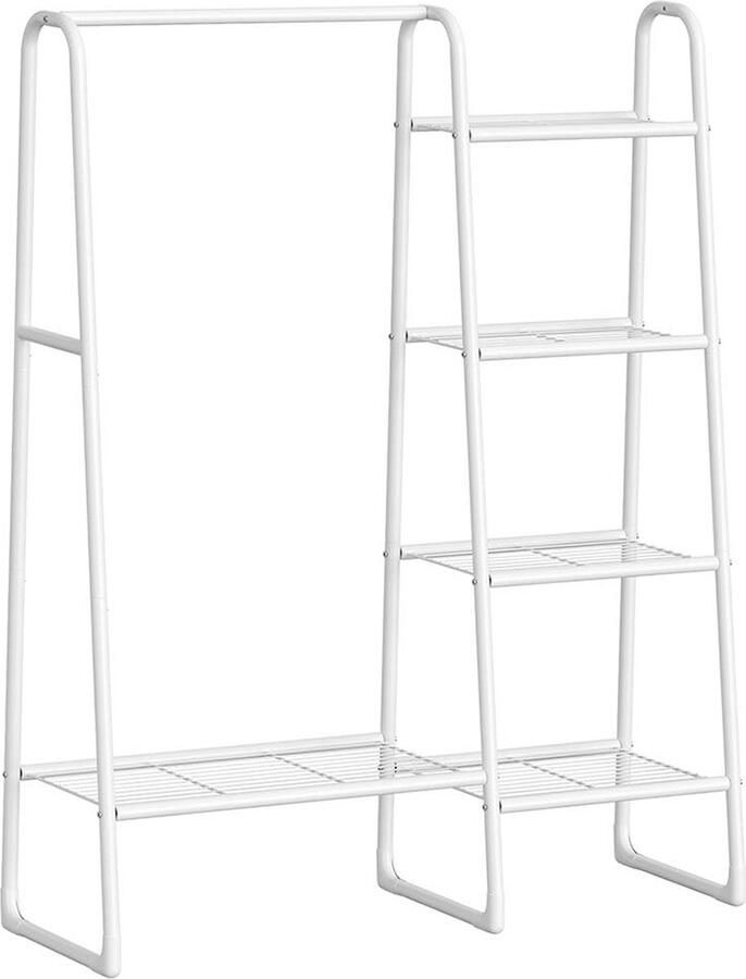 Rootz Living Rootz Kledingrek met 5 Planken Kledingorganizer Stalen Frame Cloud White 40cm x 101 7cm x 153 3cm 6kg 70kg Capaciteit