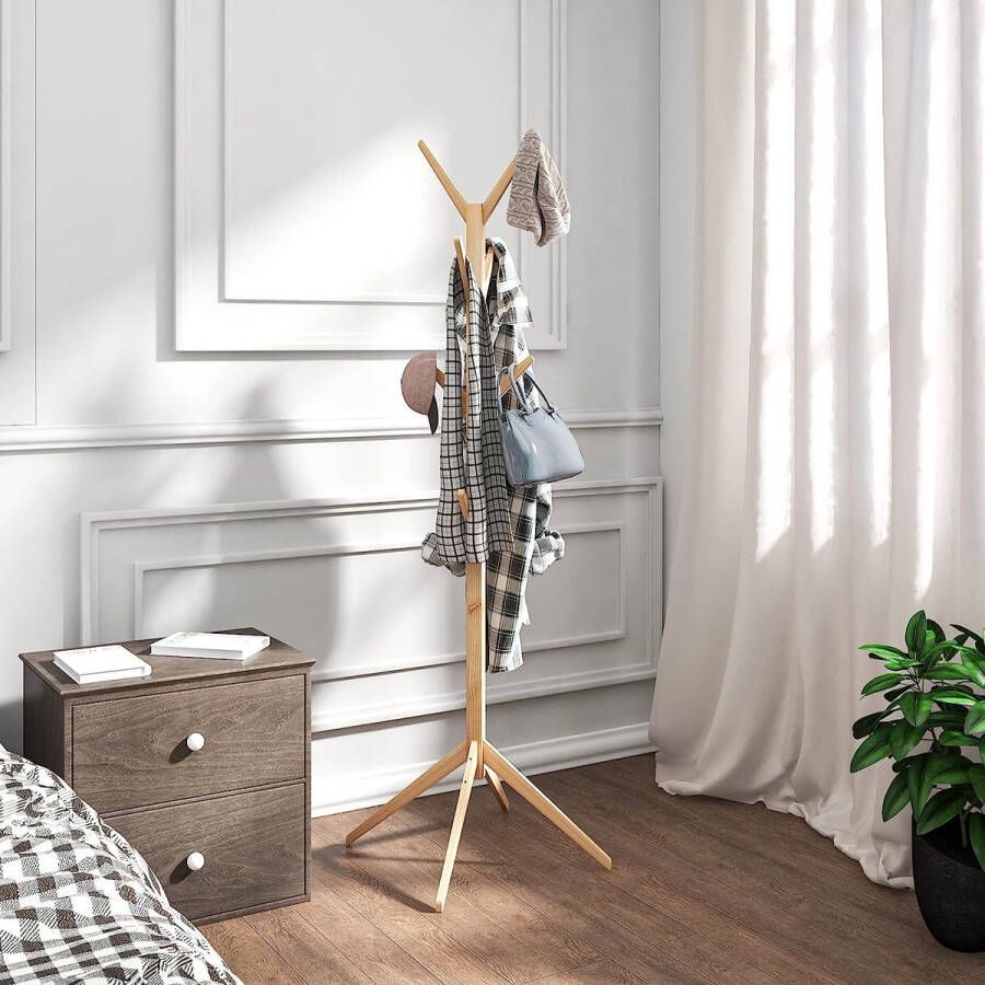 kledingrek met 8 haken staande garderobe hangplank wasstandaard onderstel ophangen 180 cm hoog van MDF-hout