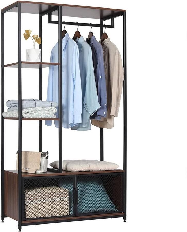 Rootz Living Rootz Kledingrek met opbergkast Garderobeorganisator Kledingstandaard Gemakkelijk schoon te maken Prachtig design Hoge kwaliteit 90 cm x 40 cm x 167 cm