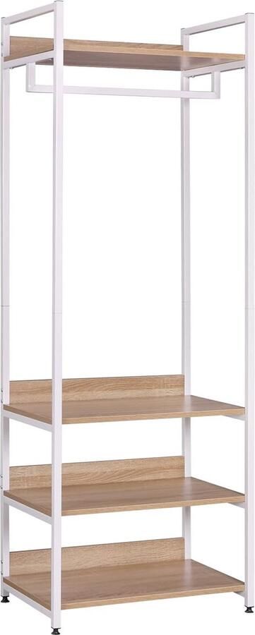 Kledingrek met plank kledingkast open met schoenenrek kapstok voor slaapkamer hout en staal SR0130whe