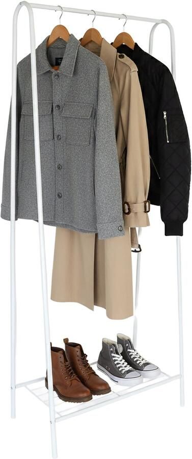 Kledingrek met schoenenrek 151x60x34 5 cm metaal wit