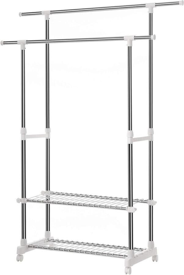 Content in HTML Kledingrek met Schoenenrekken LLR03W IJzeren Buis met Stalen Coating 930 x 355 x 85 cm kapstok hangend met plank