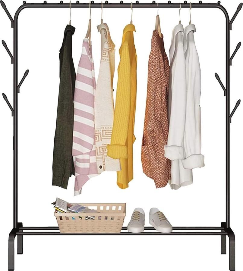 Kledingrek met Schoensteun Metalen Kledinghouder voor Hangers Jassen en Broeken 118x148x39 cm