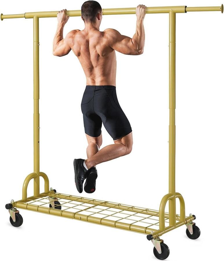 Kledingrek met Wielen en Planken Verplaatsbaar Met 200 kg Draagkracht