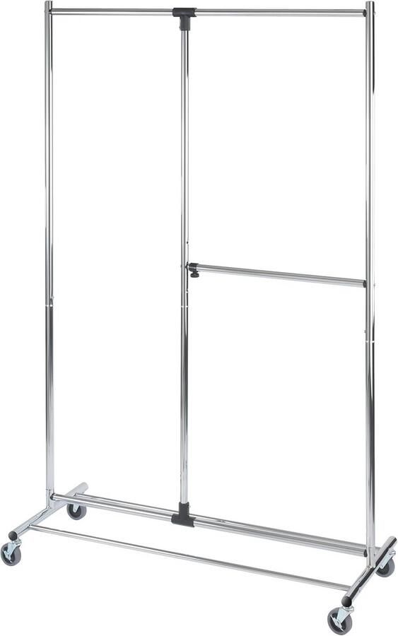 Kledingrek met Wielen en Verstelbare Stangen Ideaal voor Kledingopslag in Huis