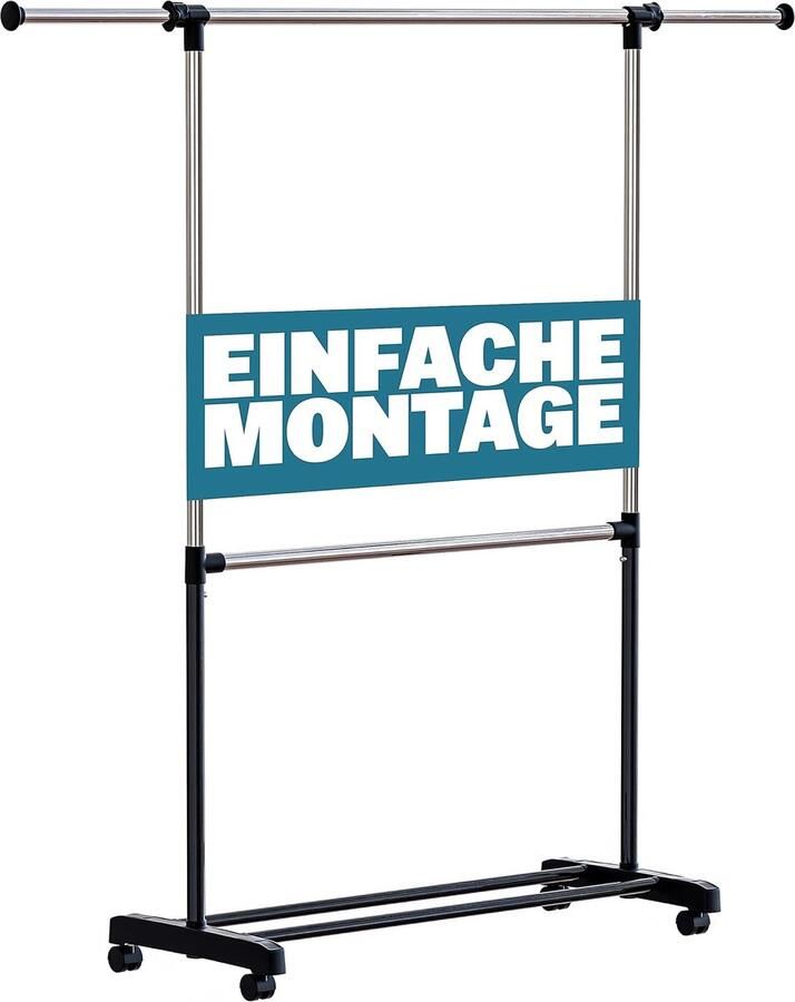 Kledingrek met wielen kapstok stabiel en duurzaam