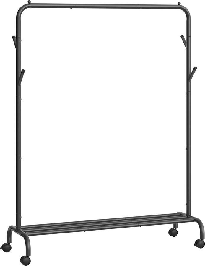 Rootz Living Rootz Steel Kledingrek Rollend Kledingrek Kledingkast Organizer 41cm x 103.5cm x 155cm Heavy Duty Zwart