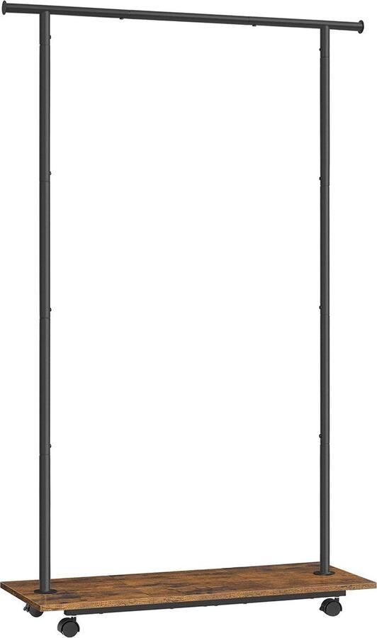 Rootz Living Rootz Vintage Bruin-Zwart Kledingrek Rollende kledingkast Stalen spaanplaat Heavy Duty Draagbaar 35 cm x 98 5 cm x 160 3 cm