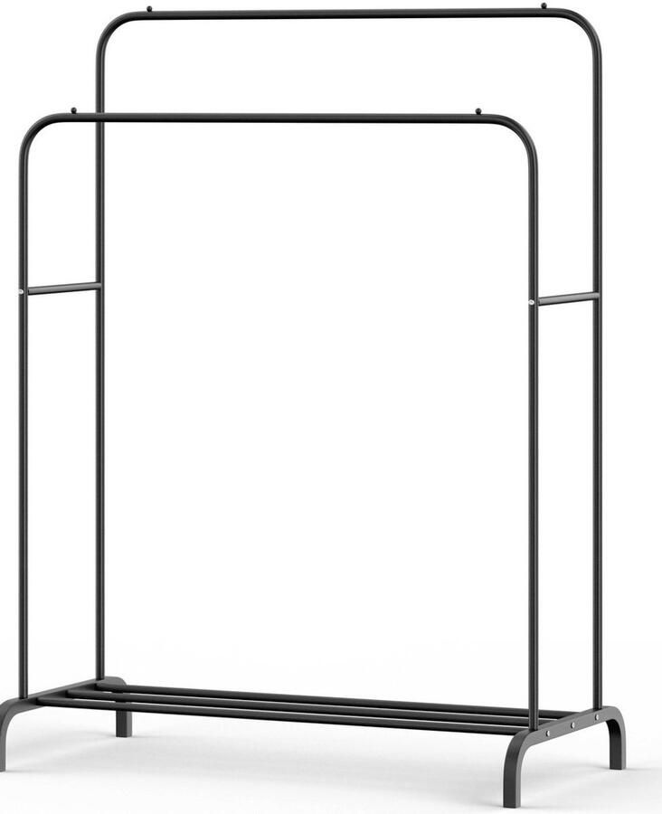 Ceruzo Kledingrek Metaal- Dubbel Rek Buisdikte 18 mm Schoenenplank- 110x57x146 cm Mat Zwart