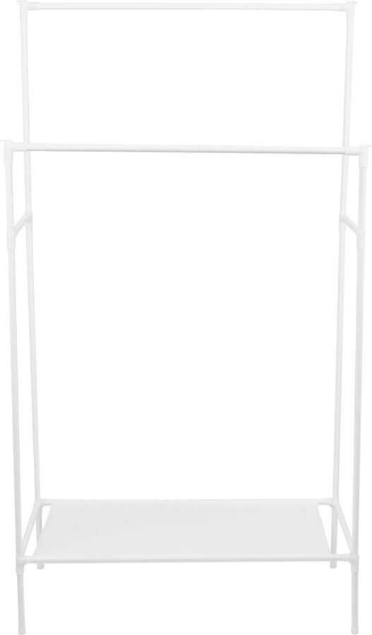Ceruzo Kledingrek Metaal --Dubbele Stang- 80x43x147 Wit Non-Woven Schoenen Plank