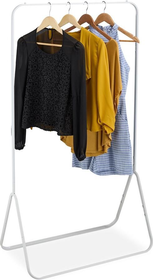 Relaxdays kledingrek metaal vrijstaand 146 x 80 x 44 cm slaapkamer wit