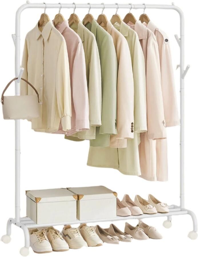 Kledingrek op broodjes kledingrail mantelroomstaaf 50kg laadcapaciteit 41 x 103 5 x 155 cm