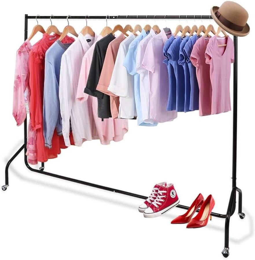 Kledingrek op wielen kapstok voor slaapkamer met zware belasting 1 stuk metaal 178 x 48 x 148 cm