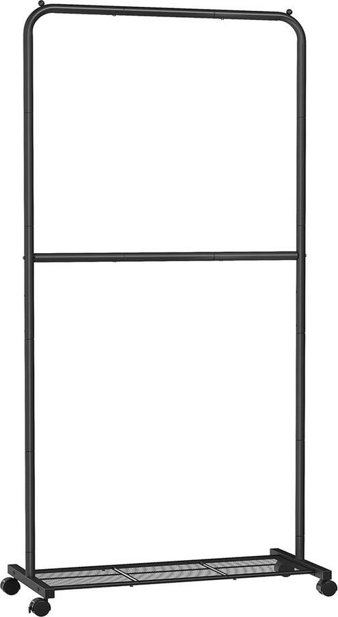 Rootz Living Rootz Heavy Duty zwart stalen kledingrek op wielen kledingrek rollende kledingkast stevige constructie eenvoudige montage 40 5 cm x 91 cm x 194 cm