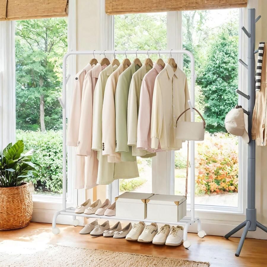 Kledingrek op wielen kledingroede kledingkastroede