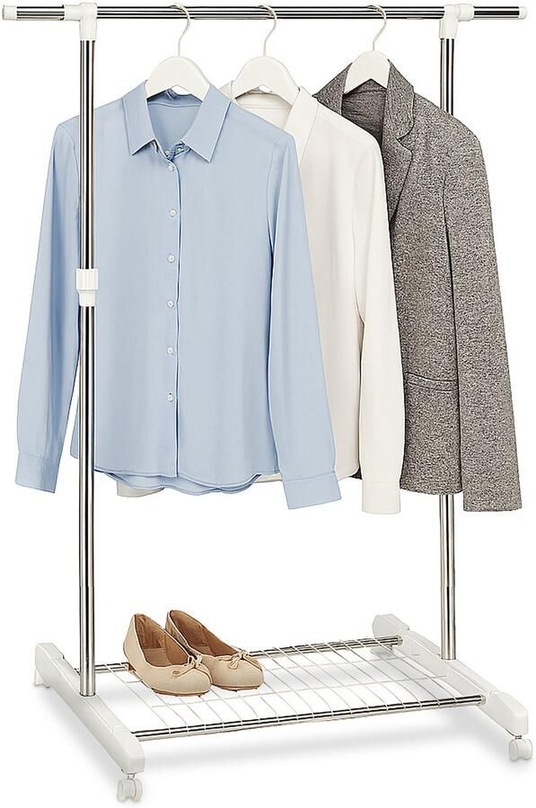 Kledingrek op wieltes verstelbaar h: 97-165 cm b: 92-160 cm metaal