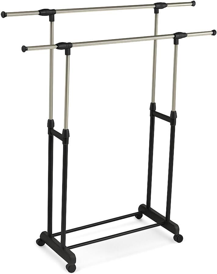 Kledingrek op wieltjes verstelbaar 85-148 cm hoog 85-151 cm breed dubbel