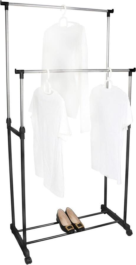Kledingrek op Wieltjes Verstelbaar met wielen Metaal 1 stuk