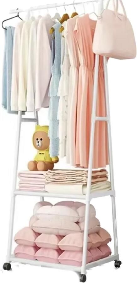 Kledingrek Rek Licht gewicht Kast op wielen stang zwart Ophang systeem open kast voor hangers Badkamer keuken slaapkamer