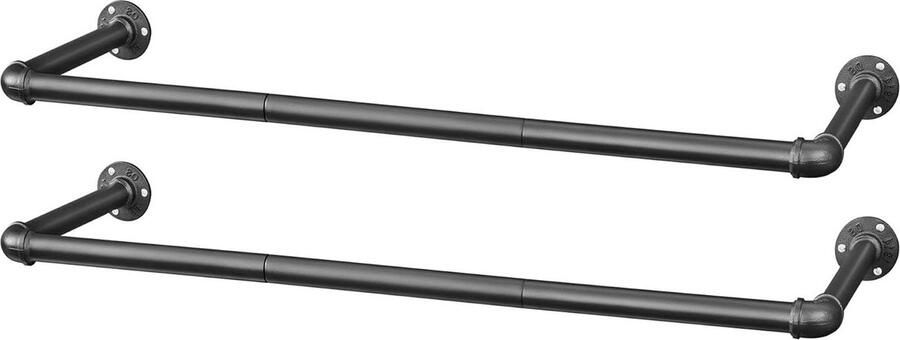 Kledingrek set van 2 kledingstang in industrieel design wandmontage ruimtebesparend 92 x 30 x 75 cm belastbaar tot 50 kg eenvoudige montage voor kleine flats zwart HSR67BK02 SONGMICS Industrial Style Clothes Rack Set van 2 Kledingrek