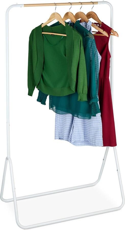 Relaxdays kledingrek smal tot 15 kg garderoberek metaal slaapkamer wit