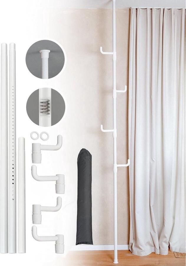 Kledingrek telescopische kledingstang zonder boren insteekbaar kledingrek open kledingkast verschillende varianten online kopen kapstok hangend met plank