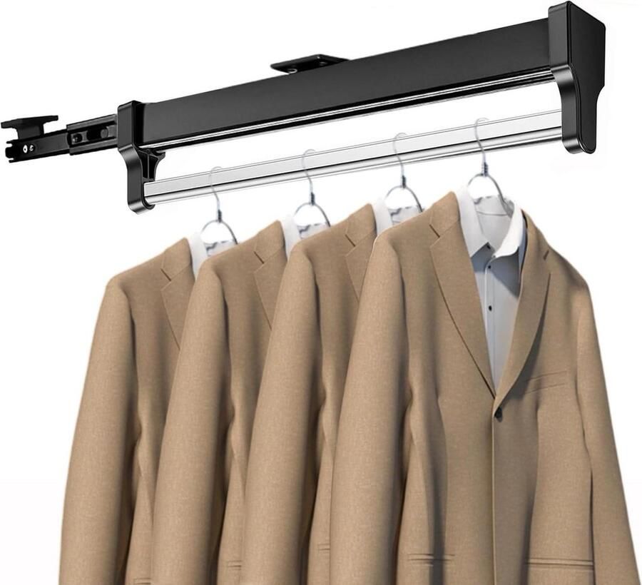 Kledingrek Uittrekbare kledingstang verstelbaar voor kleerhangers Telescoopstang Broeken Kledingstang 347 mm Zwart